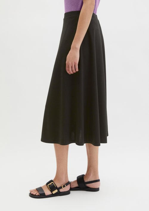 Flared jersey skirt — Black