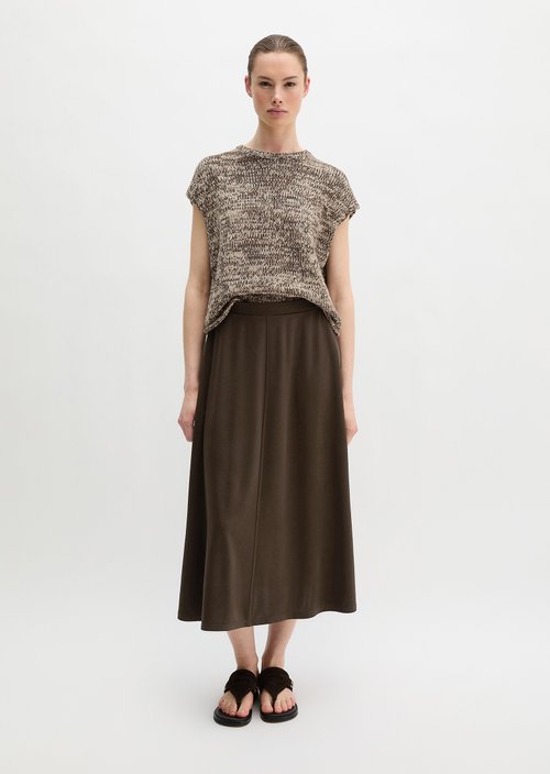 Flared jersey skirt — Burnt Coffee