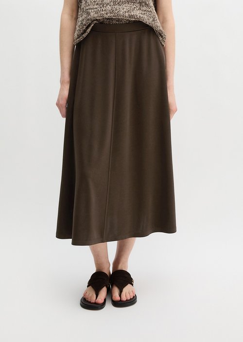 Flared jersey skirt — Burnt Coffee