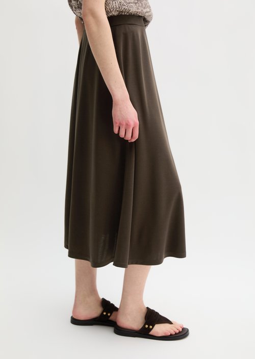 Flared jersey skirt — Burnt Coffee