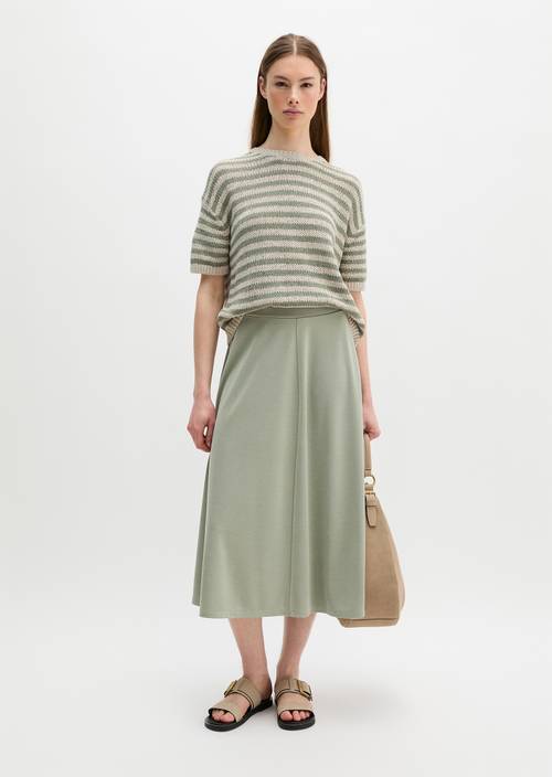 Gonna svasata in jersey Fresh Sage in vista frontale