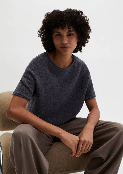 Kurzarm-Pullover oversize Blue Graphite in Frontalansicht