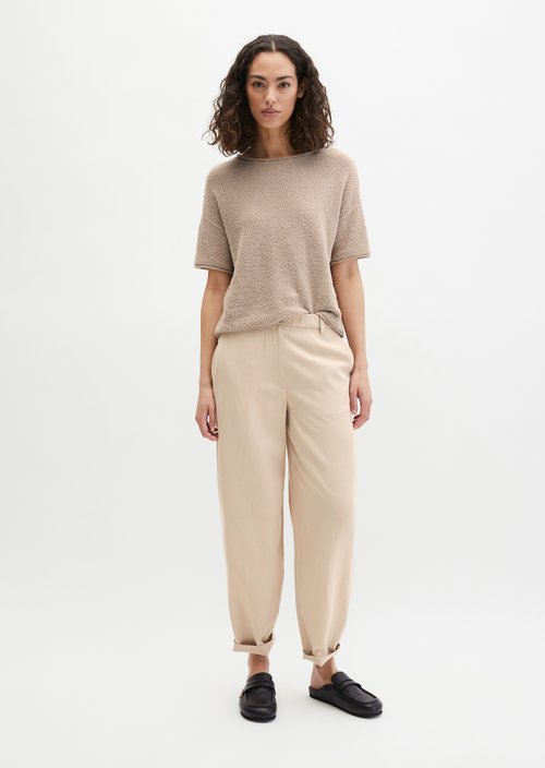 Short-sleeved oversize sweater — Linen Beige