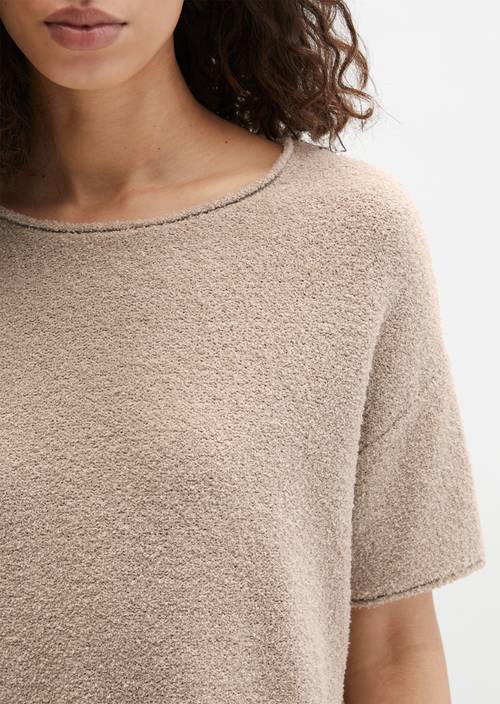 Kurzarm-Pullover oversize Linen Beige in Detailansicht