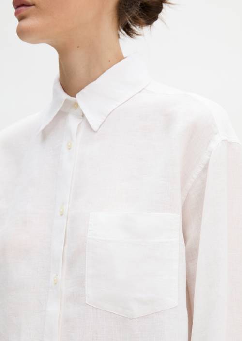 Linnen blouse regular White in detailaanzicht