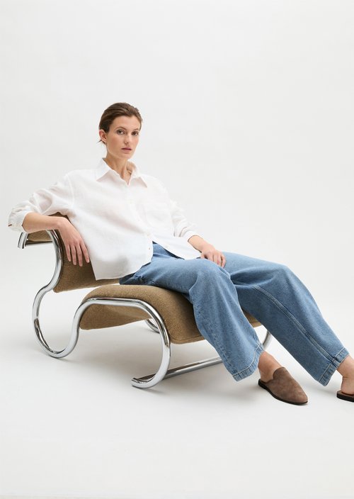 Marc O'Polo Linnen blouse regular, Dames, wit, 32, 100% Linnen