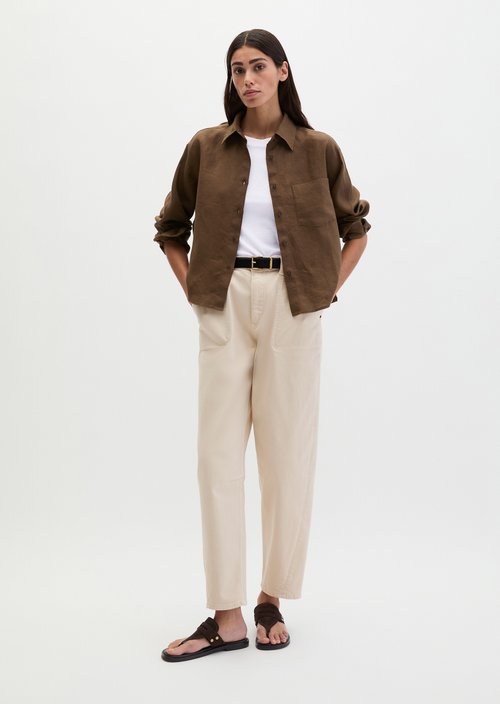 Linen blouse regular — Burnt Coffee Melange