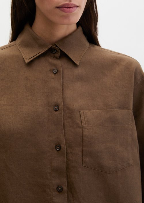 Linen blouse regular — Burnt Coffee Melange