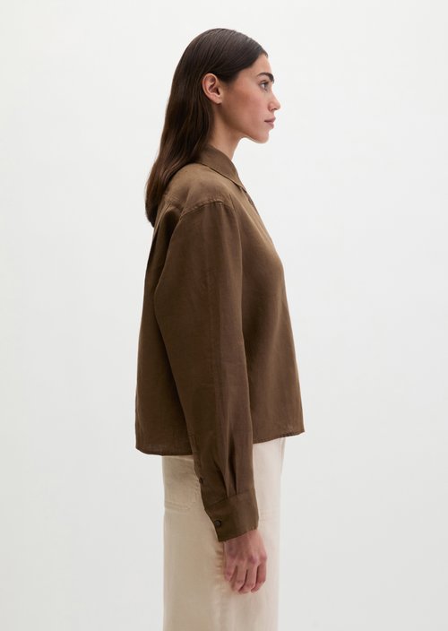 Linen blouse regular — Burnt Coffee Melange