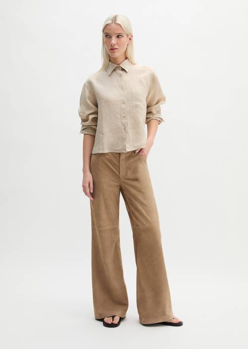 Blusa de lino regular Dusty Beige Melange en vista frontal