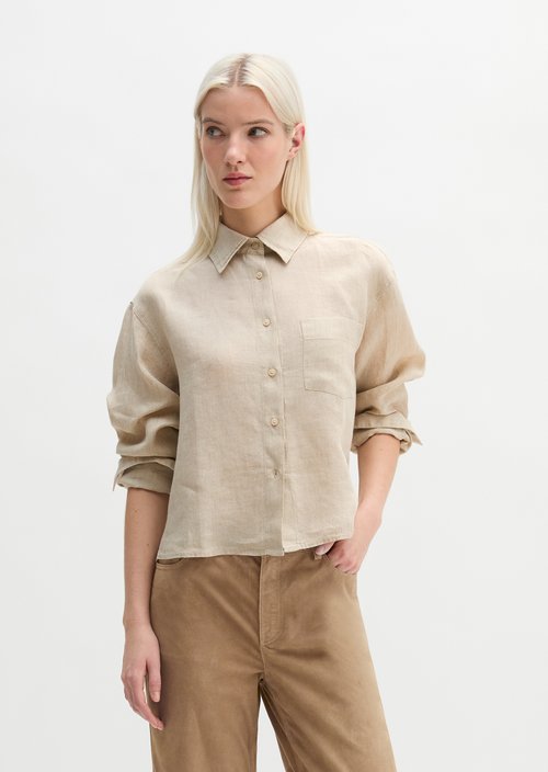 Linen blouse regular — Dusty Beige Melange