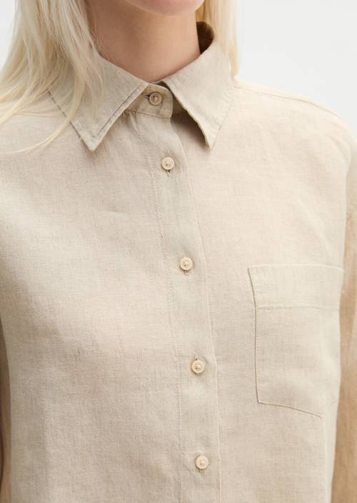 Blusa de lino regular Dusty Beige Melange en vista detallada