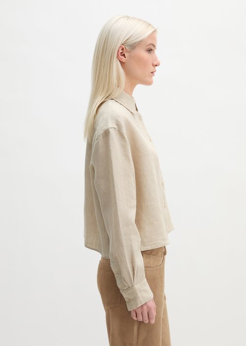 Linen blouse regular — Dusty Beige Melange
