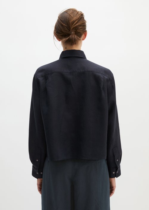 Linen blouse regular — Deep Night Blue