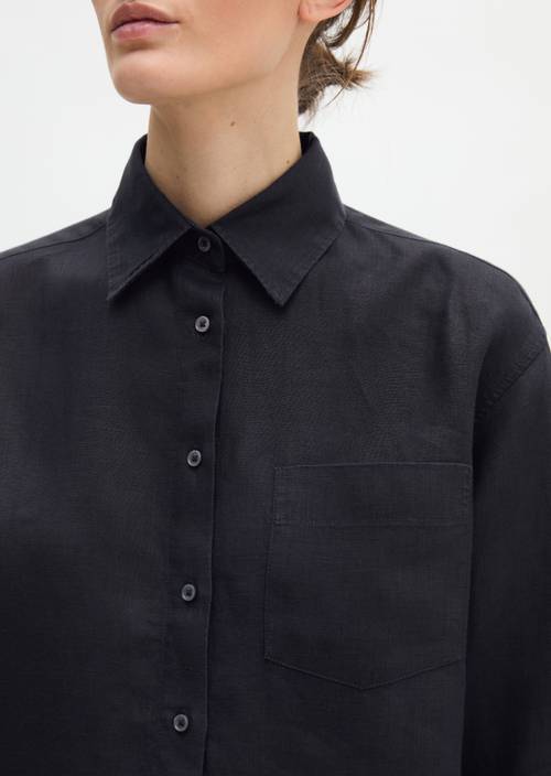 Camicetta di lino regular Deep Night Blue in vista dettagliata