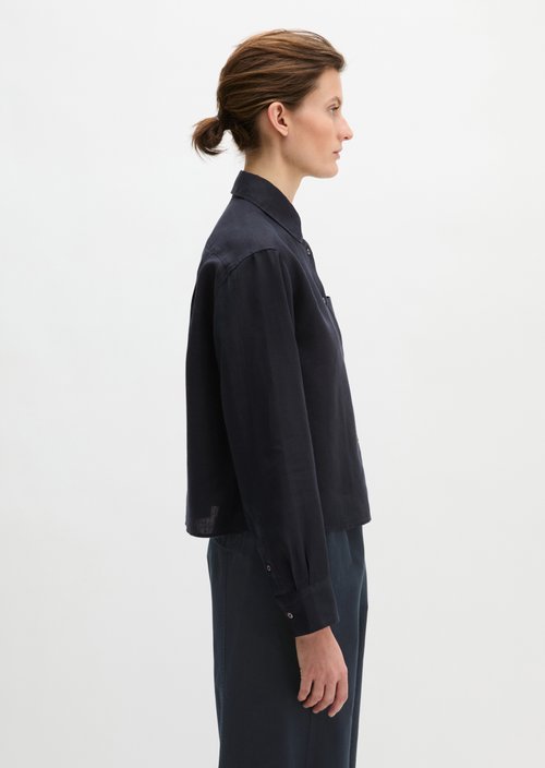 Linen blouse regular — Deep Night Blue