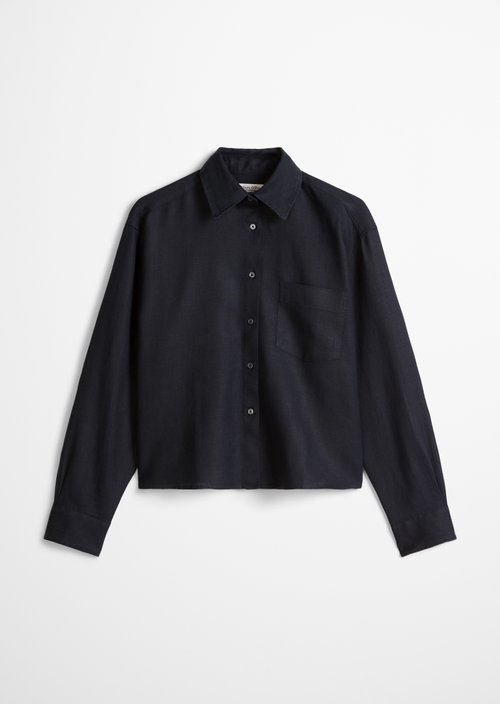 Linen blouse regular — Deep Night Blue