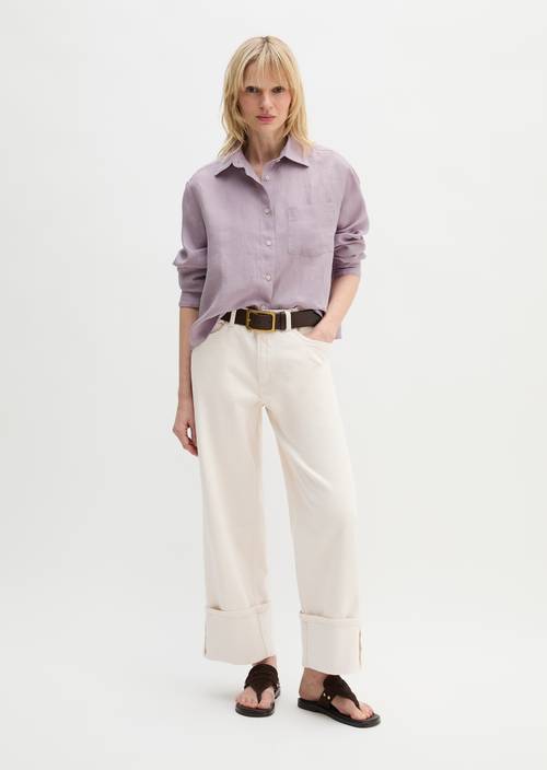 Camicetta di lino regular Dusty Lavender in vista frontale