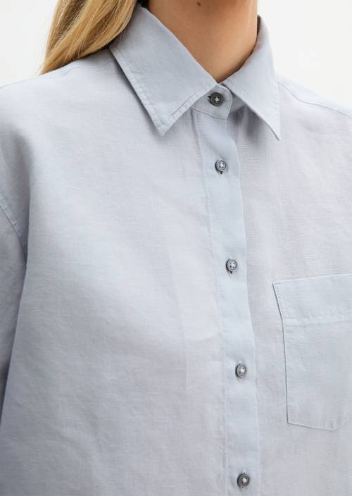 Camicetta di lino regular Airy Blue in vista dettagliata