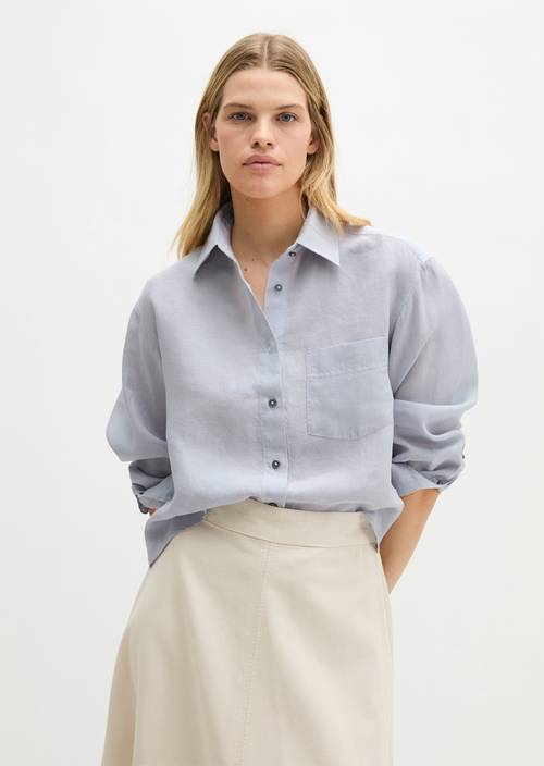 Camicetta di lino regular Airy Blue in vista frontale