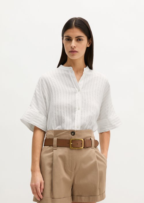 Regular boyfriend blouse — Grey White