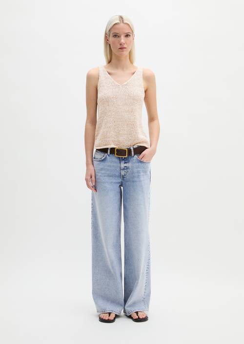 Knitted top slim Light Beige in front view