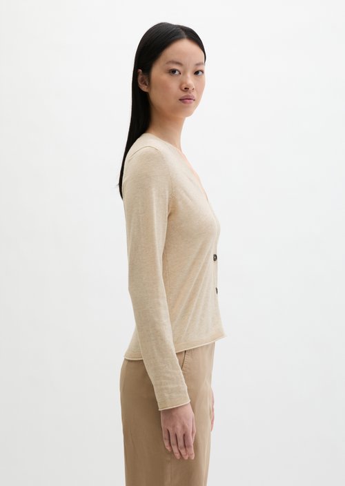 Loose knit cardigan — Light Beige Melange