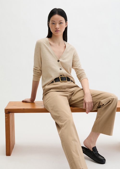 Loose knit cardigan — Light Beige Melange