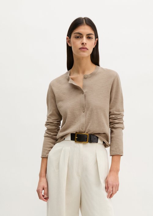 Slub cardigan regular — Earthy Taupe