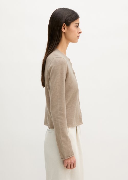 Slub cardigan regular — Earthy Taupe