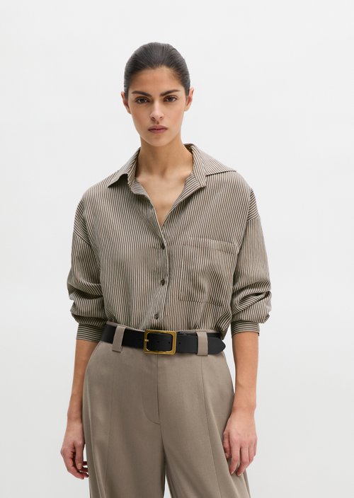 Relaxed striped blouse — Medium Brown