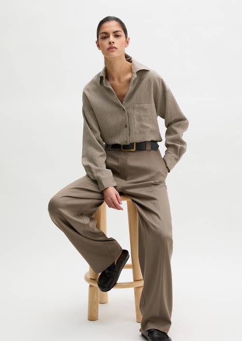 Relaxed striped blouse Medium Brown in front view