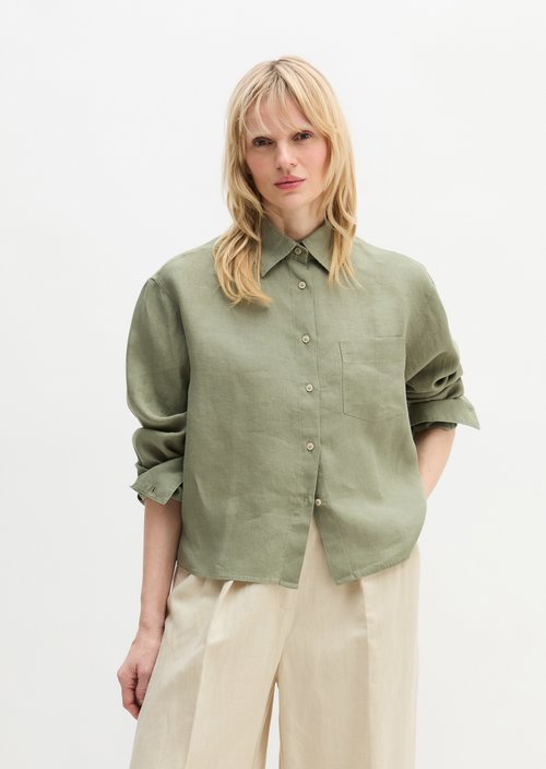 Linen blouse regular — Fresh Sage