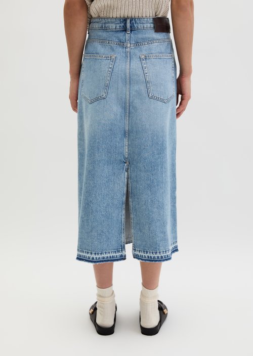 Long denim skirt A-shape — Light Blue (alternate view)