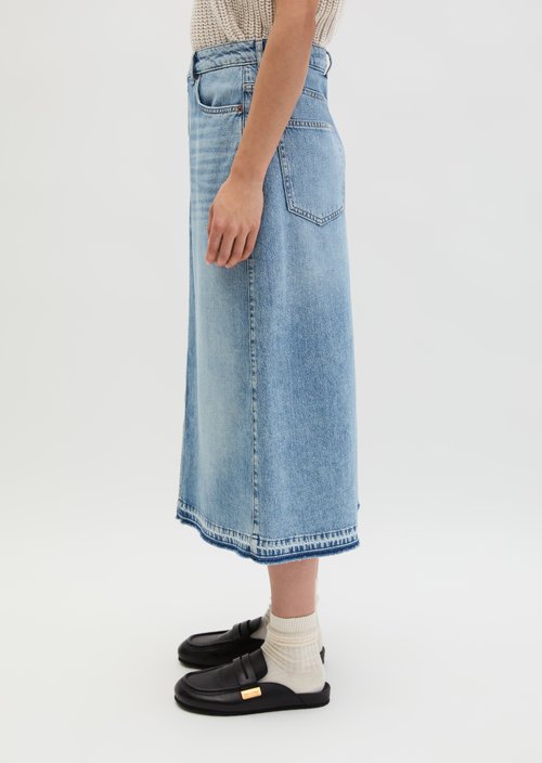 Long denim skirt A-shape — Light Blue