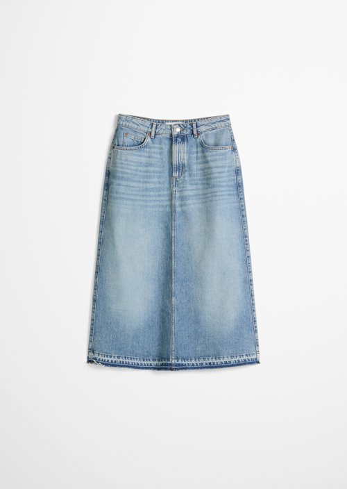 Long denim skirt A-shape — Light Blue