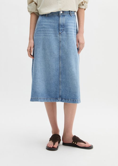 Flared midi denim skirt — Light Blue