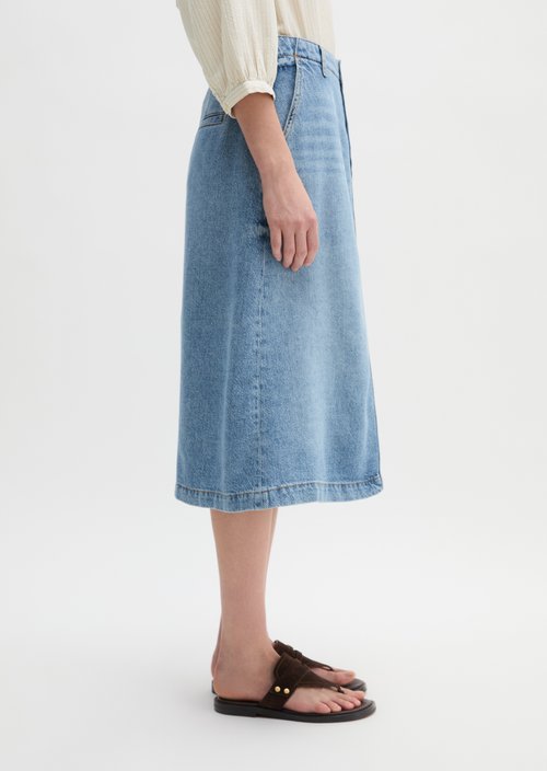 Flared midi denim skirt — Light Blue