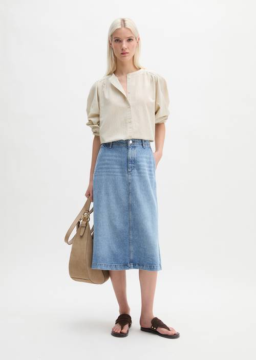 Falda vaquera midi acampanada Light Blue en vista frontal