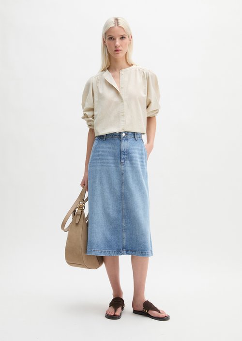 Flared midi denim skirt — Light Blue