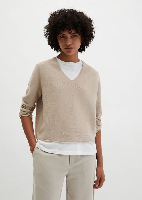 Seamless-Pullover loose Linen Beige in Frontalansicht