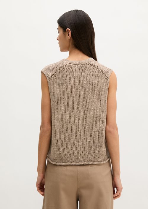 Sleeveless cardigan slim — Earthy Taupe