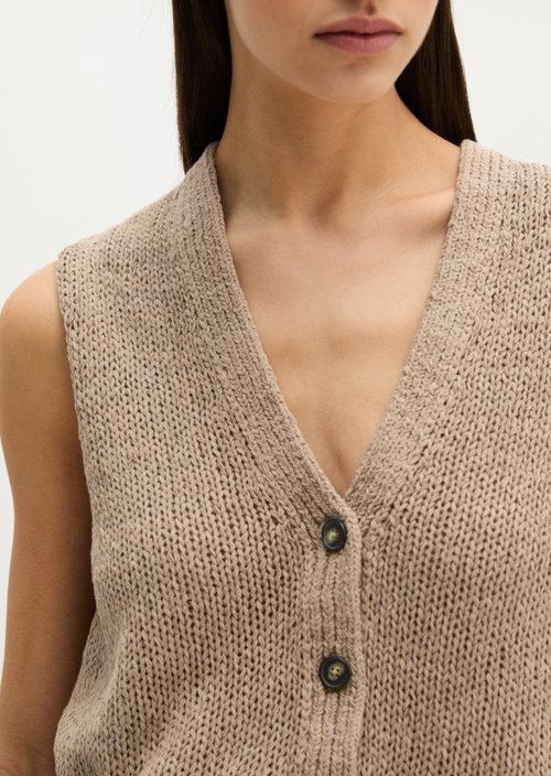 Sleeveless cardigan slim — Earthy Taupe