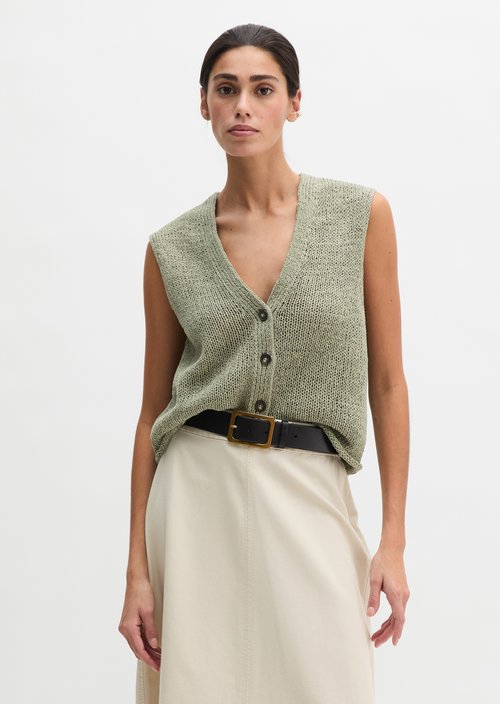 Sleeveless cardigan slim — Fresh Sage