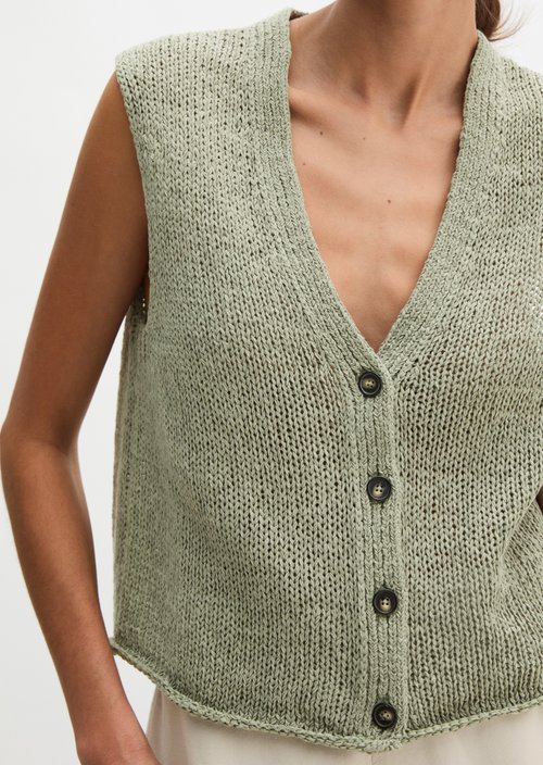 Sleeveless cardigan slim — Fresh Sage