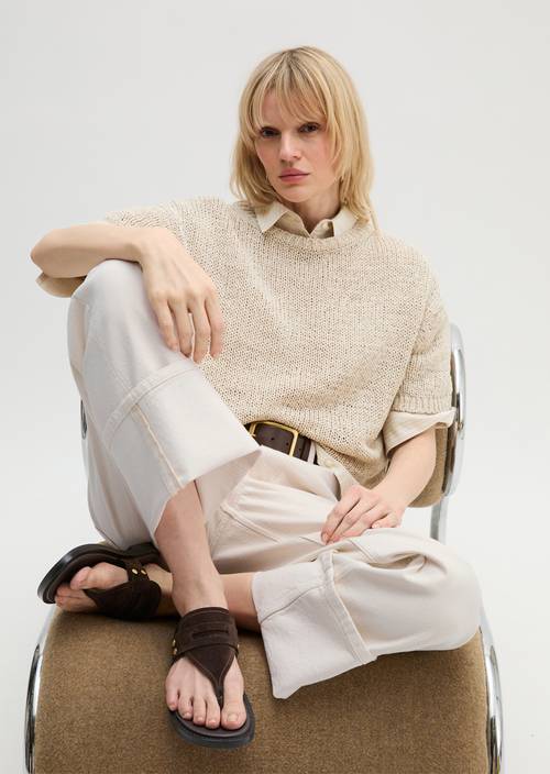 Kurzarm Pullover loose Grey Silk in Frontalansicht