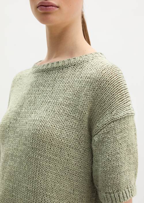 Kurzarm Pullover loose Fresh Sage in Detailansicht