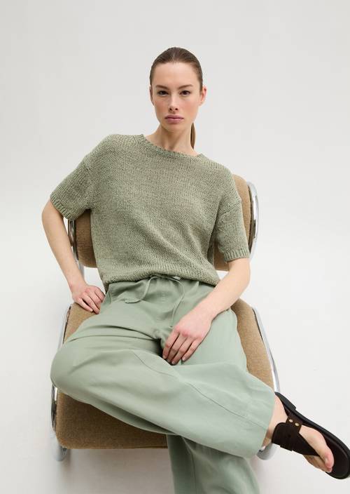 Kurzarm Pullover loose Fresh Sage in Frontalansicht