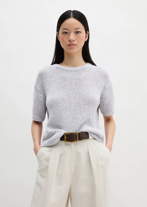 Kurzarm Pullover loose Airy Blue in Frontalansicht