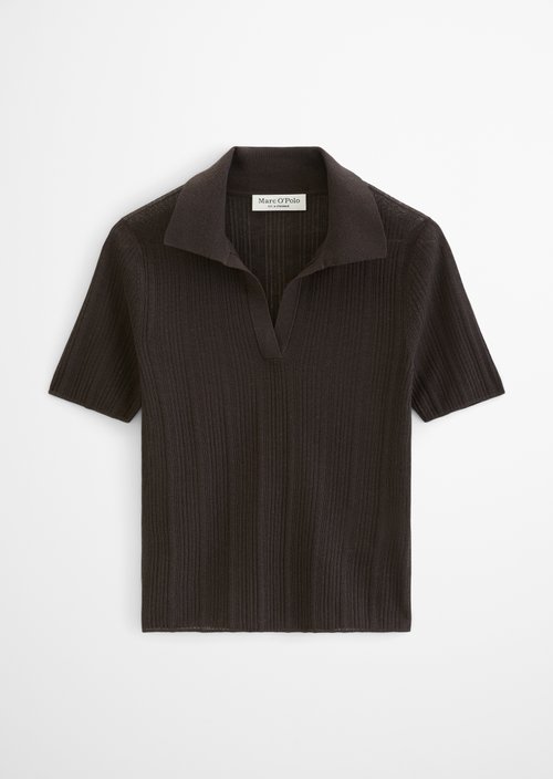Ribbed knit polo slim — Burnt Coffee